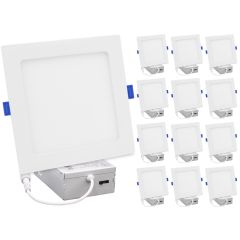 6 in. Slim Square Recessed LED Downlight, Canless IC Rated, 1000 Lumens, 5 CCT Color Selectable 2700K-5000K (12 Pack)