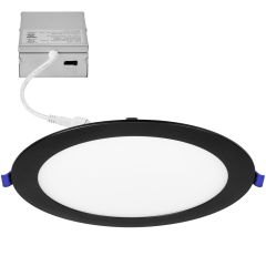 8 in. Slim Round Recessed LED Downlight, Black Trim, Canless IC Rated, 1400 Lumens, 5 CCT Color Selectable 2700K-5000K
