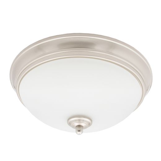 Led Flush Mount Ceiling Light Frosted Glass Satin Nickel - Ceiling Fixture With Glass Shade