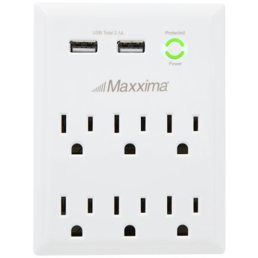 Wall Plate Included Horizontal Ports Maxxima 4.2A High Speed 4 USB Wall Outlet 