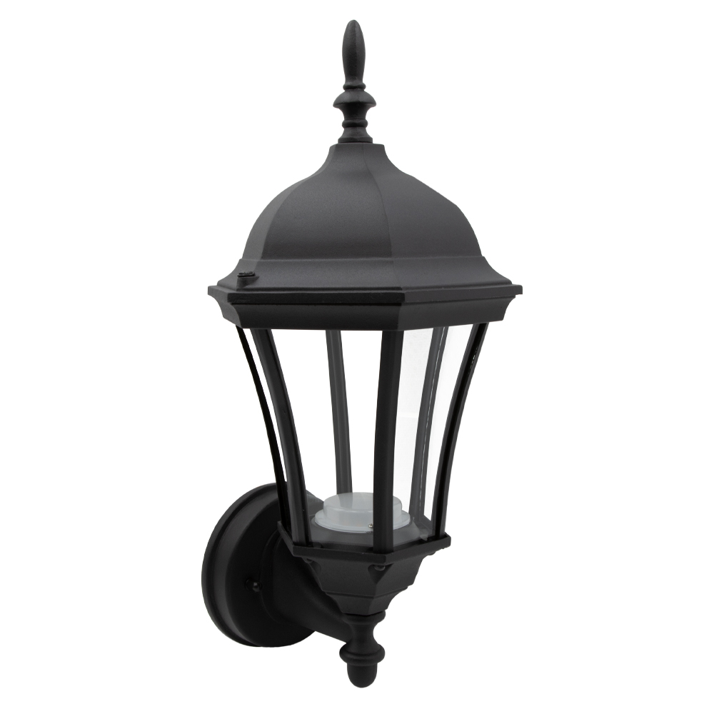 LED Outdoor Wall Light Tapered Porch Lantern, Clear Glass, Dusk to Dawn  Sensor, 800 Lumens, 3000K Warm White