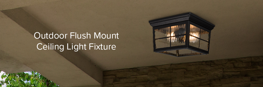 Outdoor Flush Mount Ceiling Porch Light W Water Glass